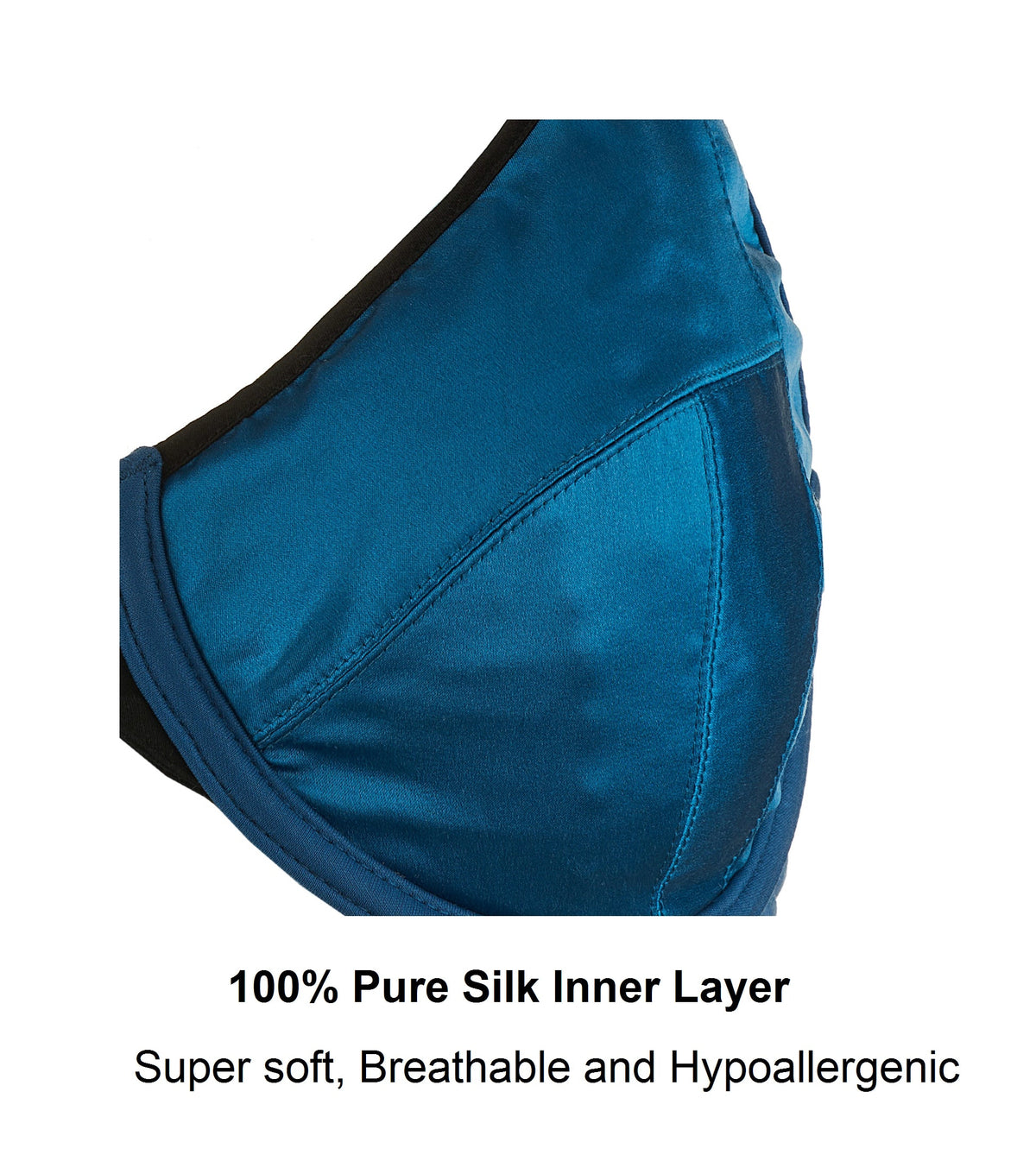 Elysia - Navy Blue Silk & Organic Cotton Front Closure Full Cup