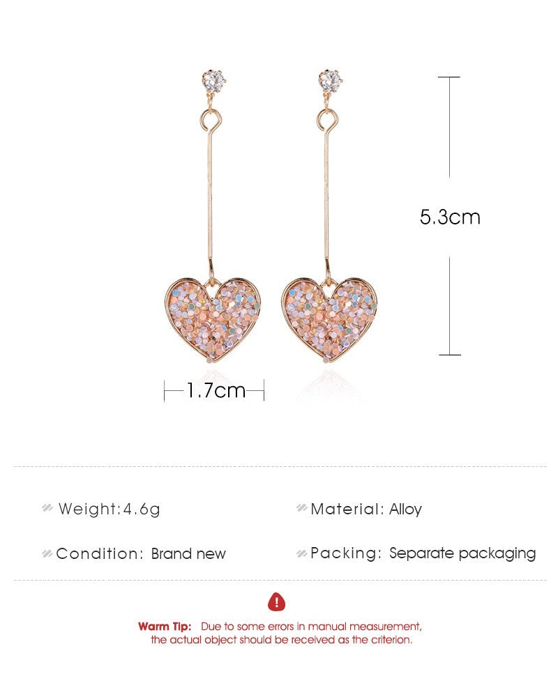 Shining Heart Long Earrings