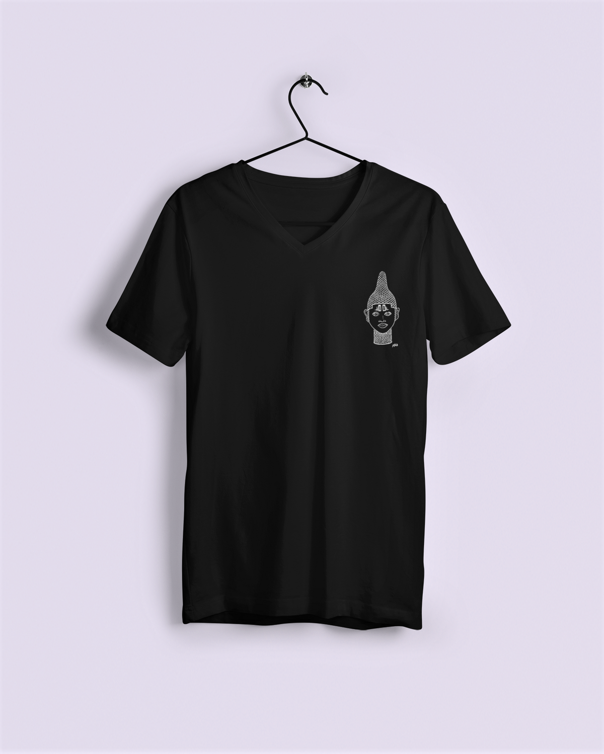 IYOBA ART EARTH POSITIVE- WHITE BREST CREST ON BLACK TEE