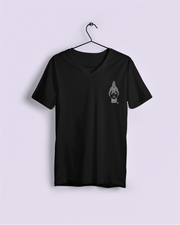 IYOBA ART EARTH POSITIVE- WHITE BREST CREST ON BLACK TEE