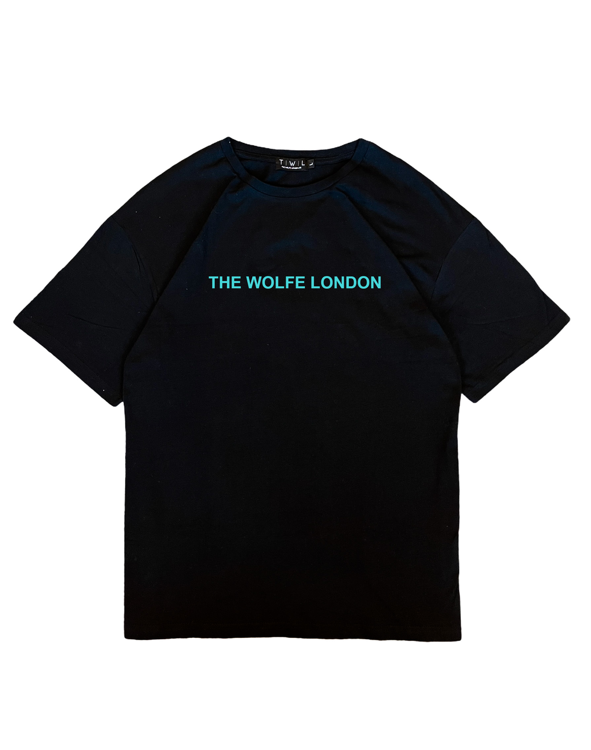 Knight Black Oversized T-Shirt Blue Text