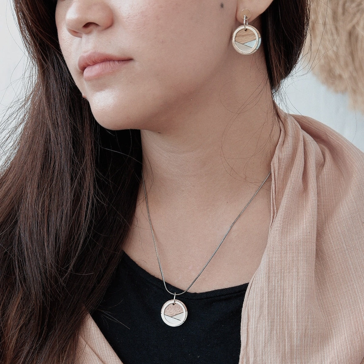 Conture Recycled Wood Silver Necklace (6 Colours available)