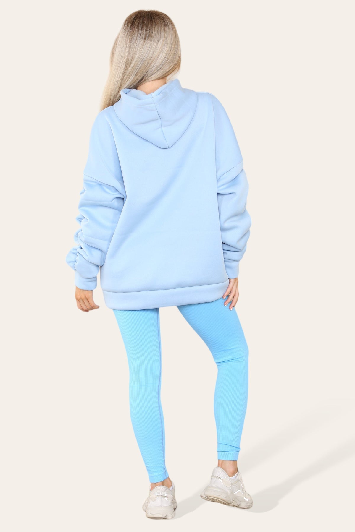 Oversized Ruched Sleeves Hoodie With Satin Ribbon