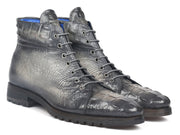 Paul Parkman Men's Gray Croco Embossed Leather Boots (12811-GRY)