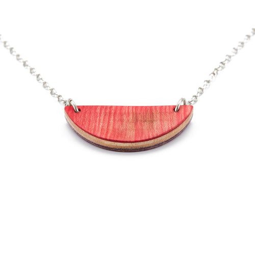 Moon Wooden Skateboard Pendant Necklace