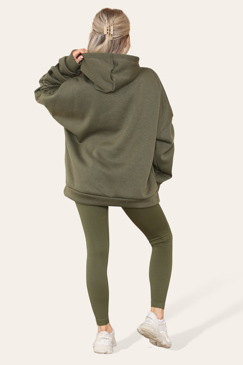 Plus Size Ruched Sleeves Hoodie With Satin Ribbon