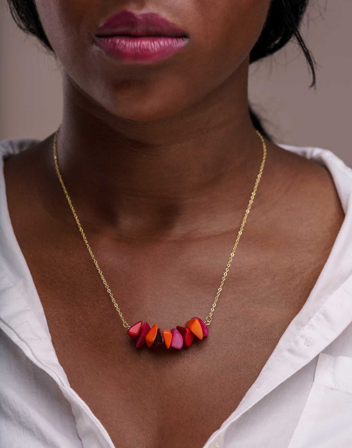 Tapajos Tagua Chain Necklace - Berries
