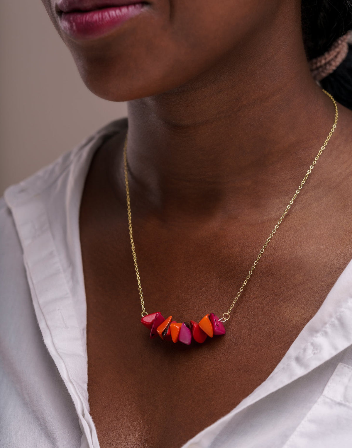 Tapajos Tagua Chain Necklace - Berries