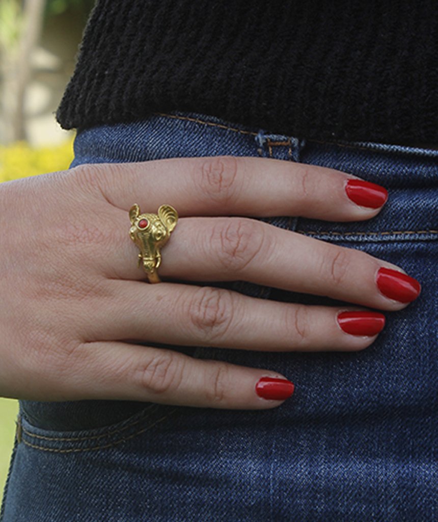 Elephant Ring with Semi Precious Stone