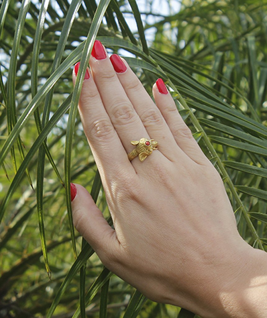 Elephant Ring with Semi Precious Stone
