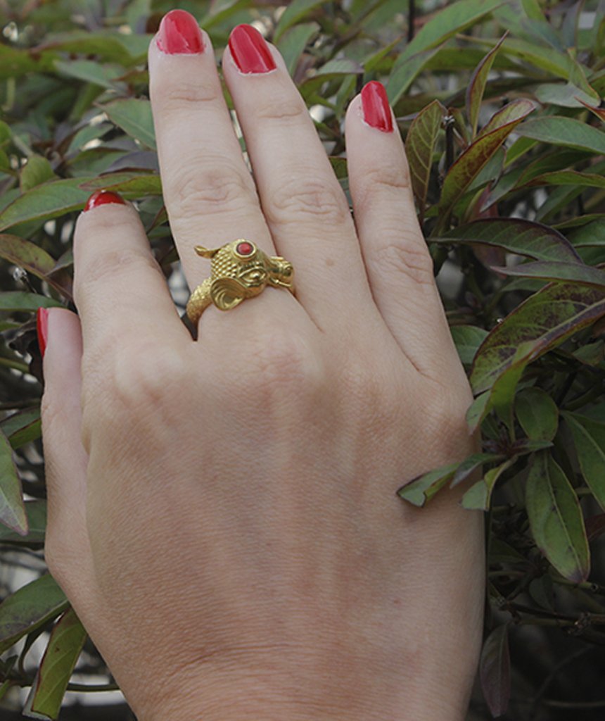Elephant Ring with Semi Precious Stone