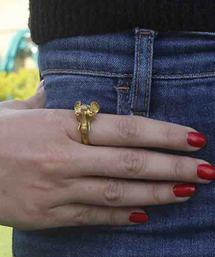 Elephant Ring with Semi Precious Stone