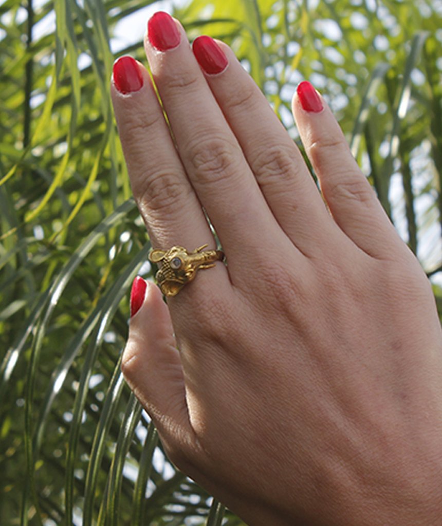 Elephant Ring with Semi Precious Stone