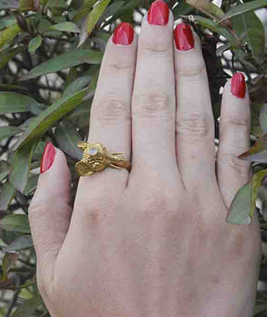 Elephant Ring with Semi Precious Stone