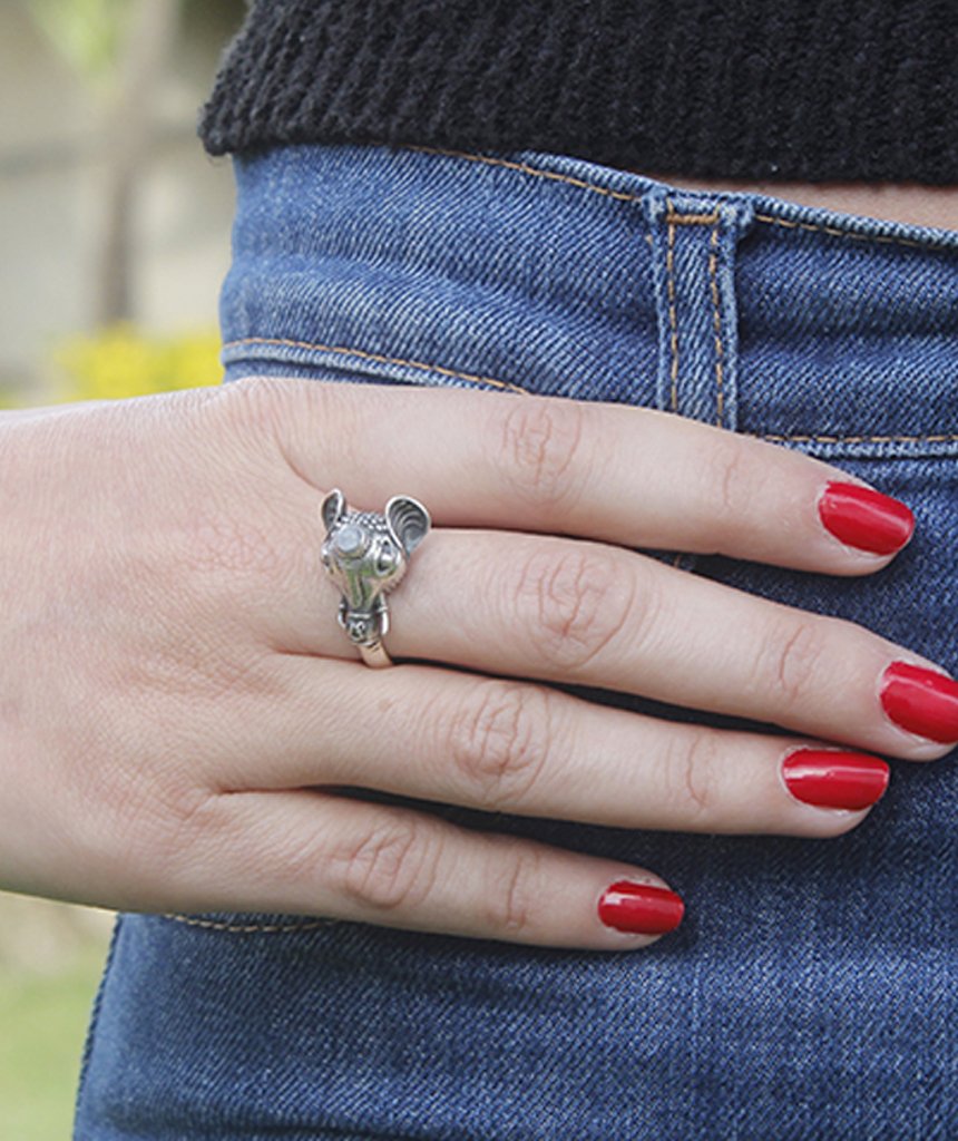 Elephant Ring with Semi Precious Stone