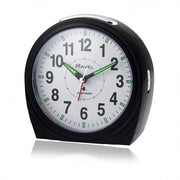Ravel Large Art Deco Bedside / Mantel Quartz Alarm Clock - Gloss Black RC035.3