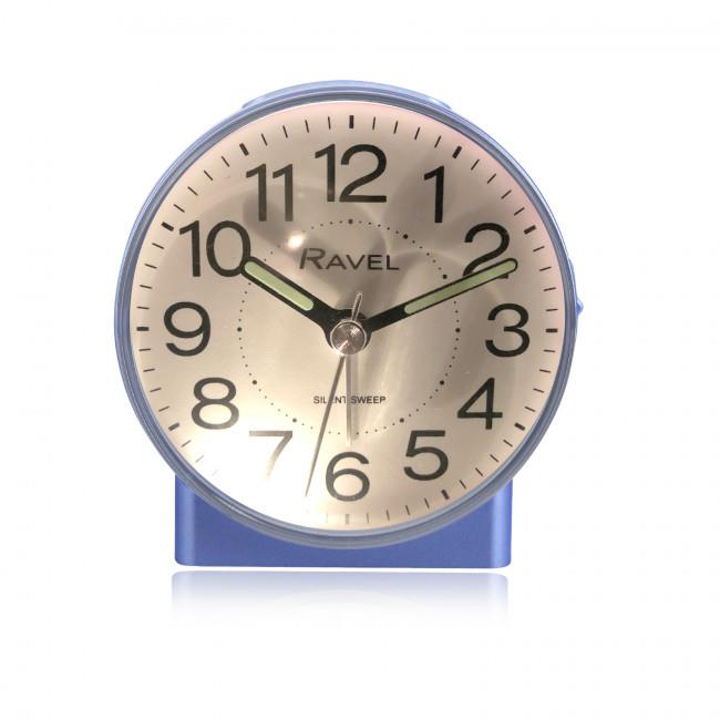 Ravel Round Mid Sized Bedside Quartz Blue Alarm Clock RC039.6
