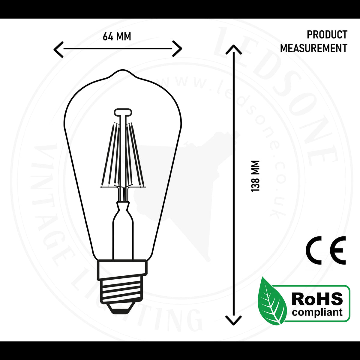 E27 ST64 Vintage LED Dimmable  Bulbs, 8W Edison Light Bulb,
