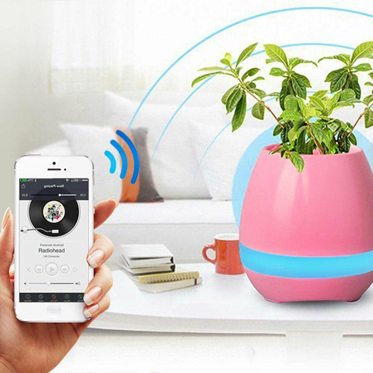 Debonair Music Flower Pot Bluetooth Speaker for Bedroom, Office & Living Room[Pink]