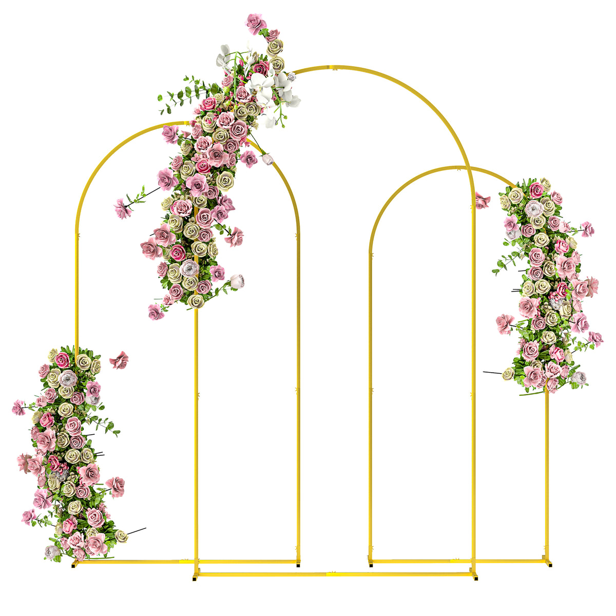 Outsunny Wedding Arch Frame Set, 2.2, 2, 1.8 m Arch Backdrop Stand Gold Tone