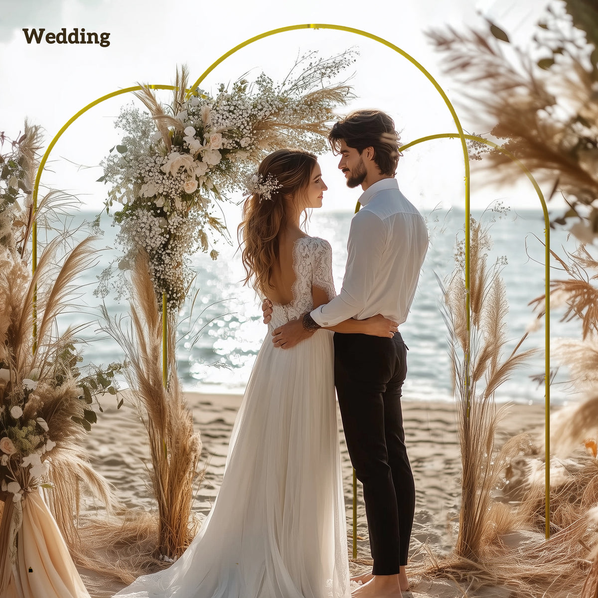 Outsunny Wedding Arch Frame Set, 2.2, 2, 1.8 m Arch Backdrop Stand Gold Tone