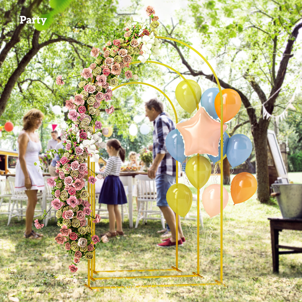 Outsunny Wedding Arch Frame Set, 2.2, 2, 1.8 m Arch Backdrop Stand Gold Tone