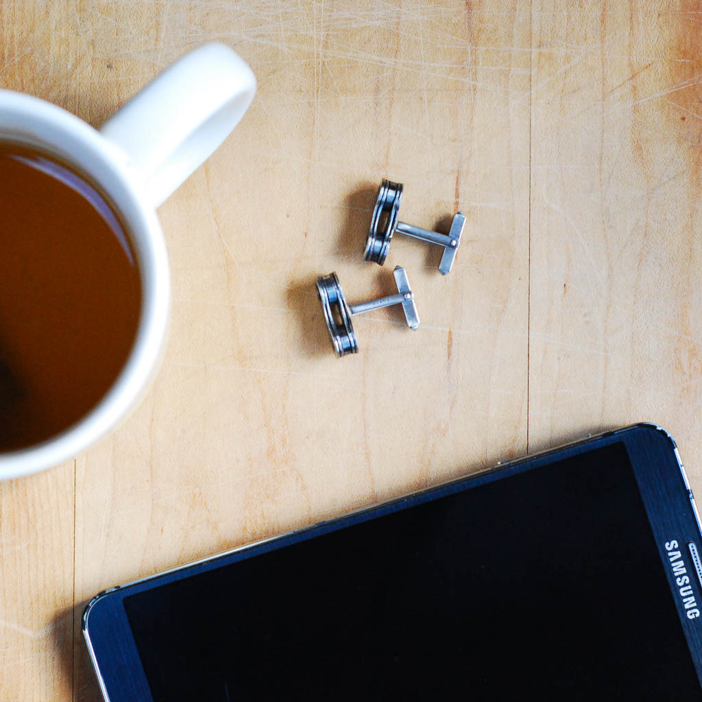 Recycled Bicycle Chain Cufflinks | Eco Gift for Cyclists & Bikers