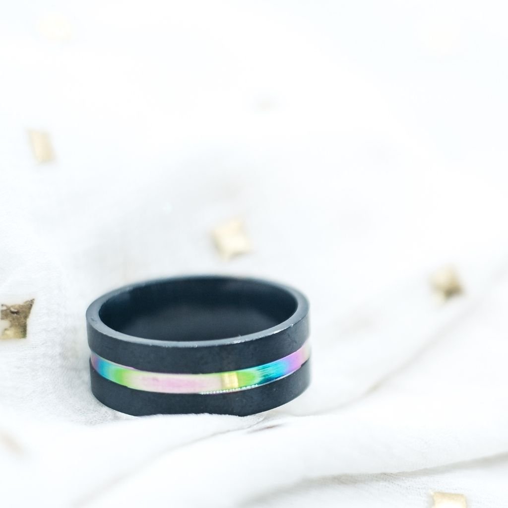8mm Stainless Steel Unicorn Rainbow Unisex Thumb Band Ring