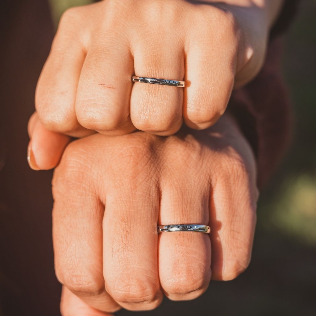 Adjustable Morse Code "Love you Forever" Couple Promise Ring Set