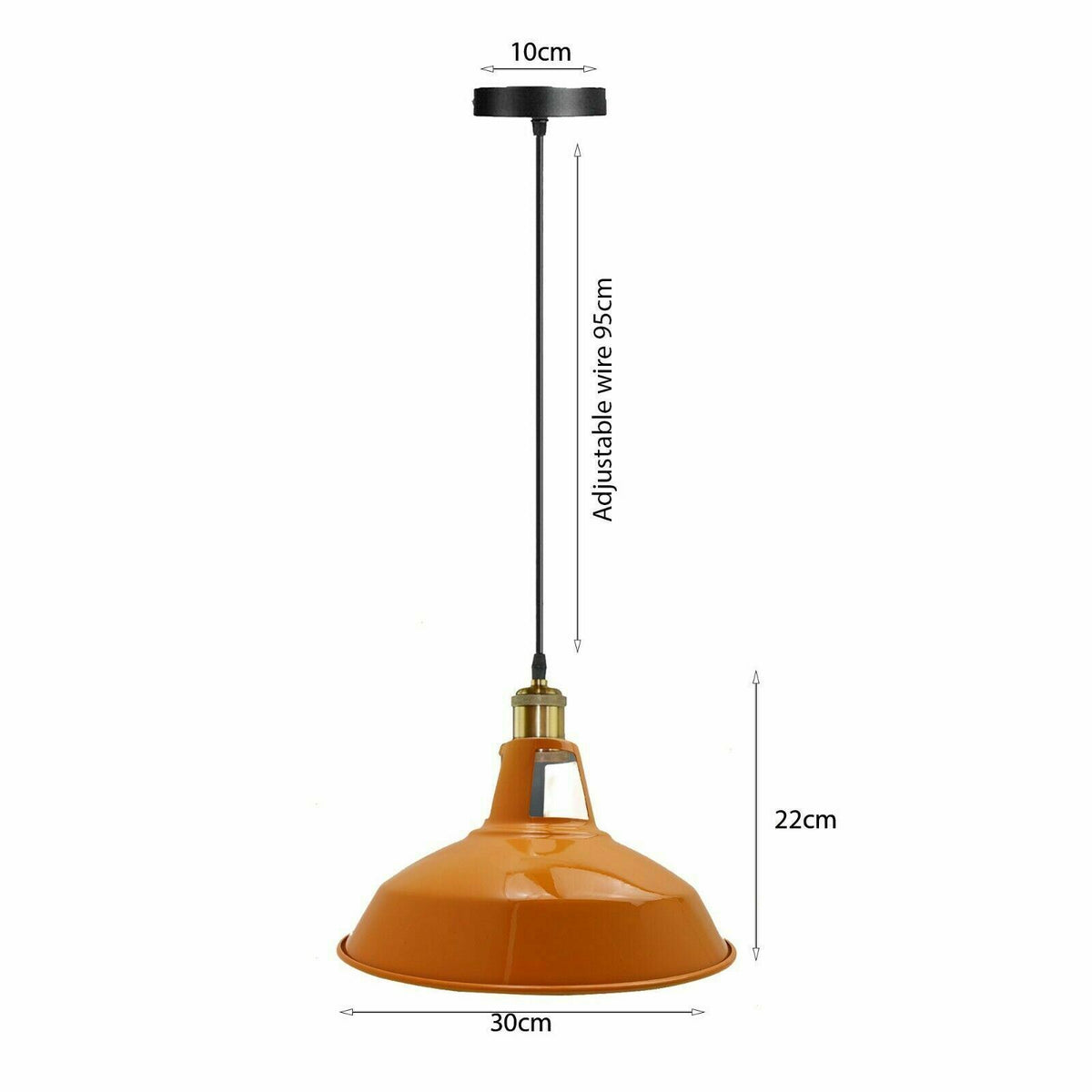 Vintage Modern Orange Metal Shade Ceiling Pendant Light Indoor Light Fitting With 95cm Adjustable Wire