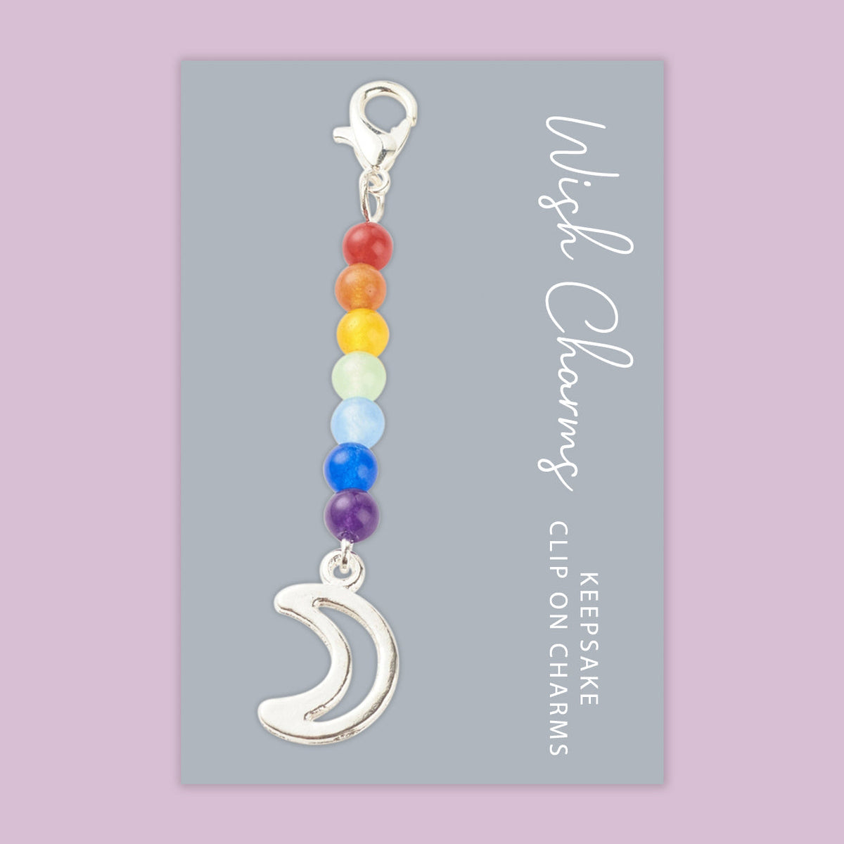 Moon, Chakra - Wish Charms - Keepsake Clip on Charm with Gemstones