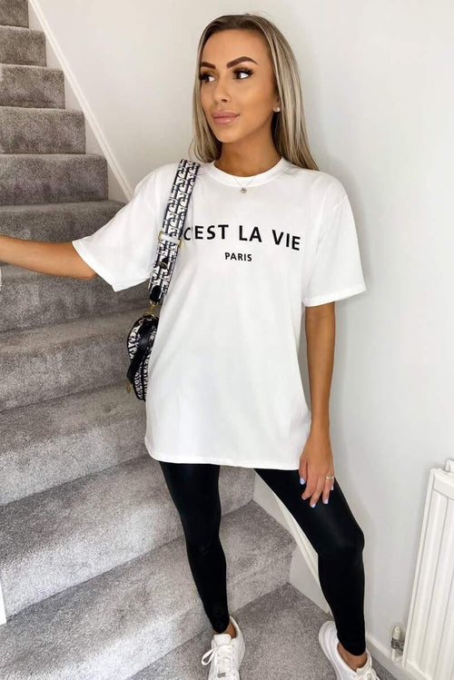 Ladies Oversized C'est La Vie Paris Simple Fashion Classic Retro Short