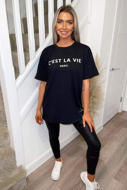 Ladies Oversized C'est La Vie Paris Simple Fashion Classic Retro Short