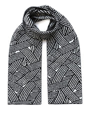 Geometric Striped Wool & Cashmere Scarf
