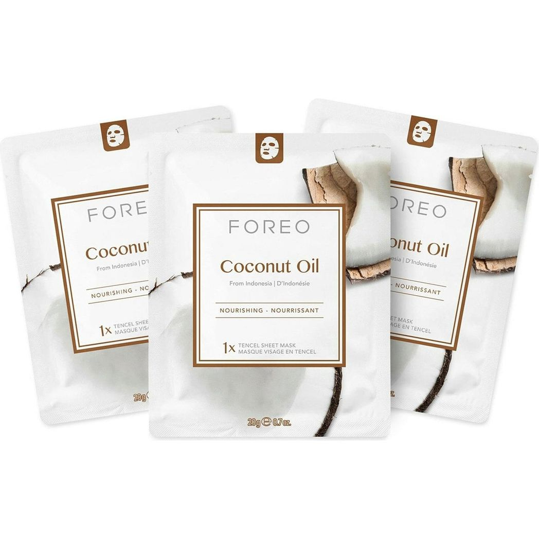 FOREO Sheet Mask with Coconut Oil Extracts Farm To Face Moisture-Boosting, 3 Pcs
