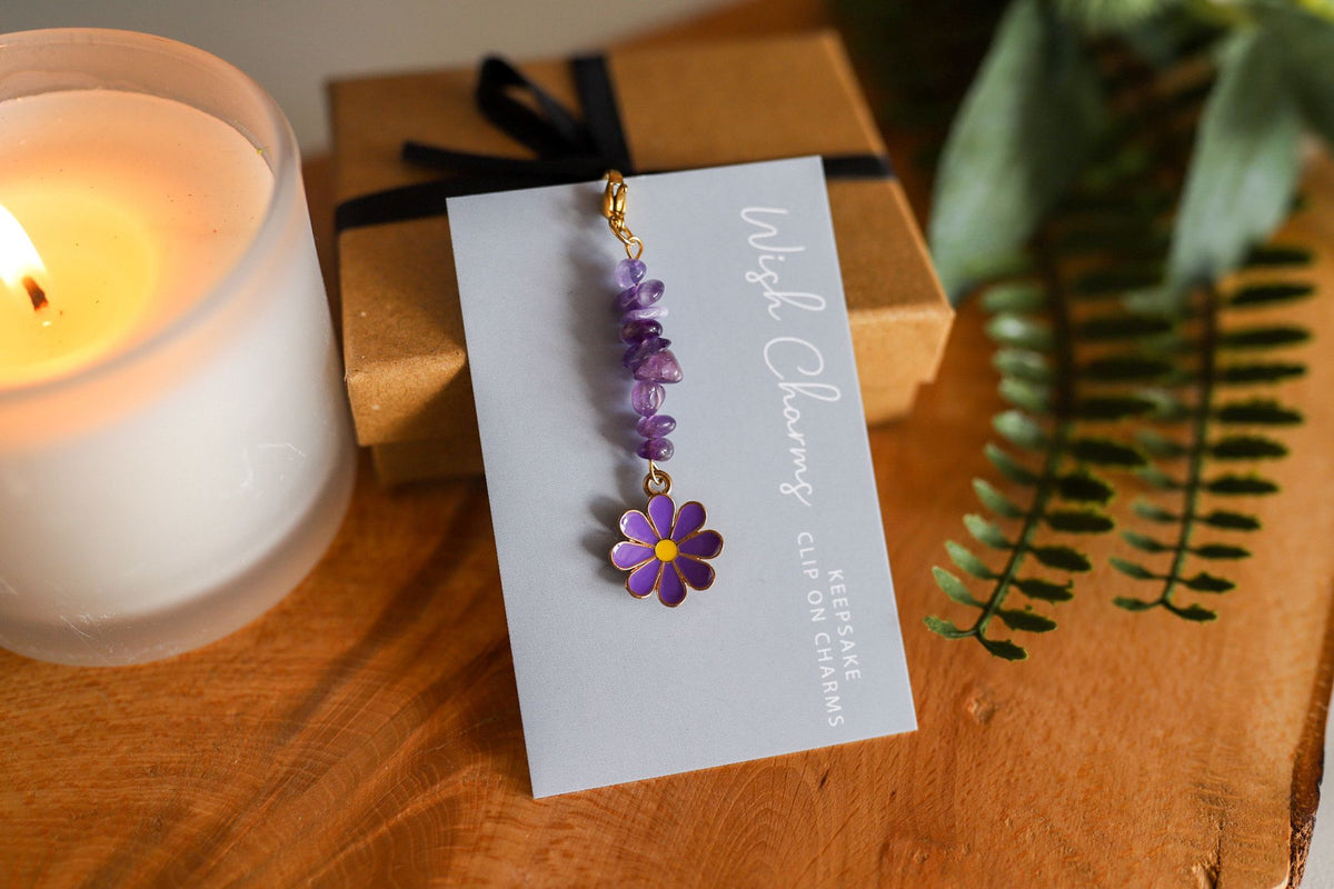Moon, Chakra - Wish Charms - Keepsake Clip on Charm with Gemstones