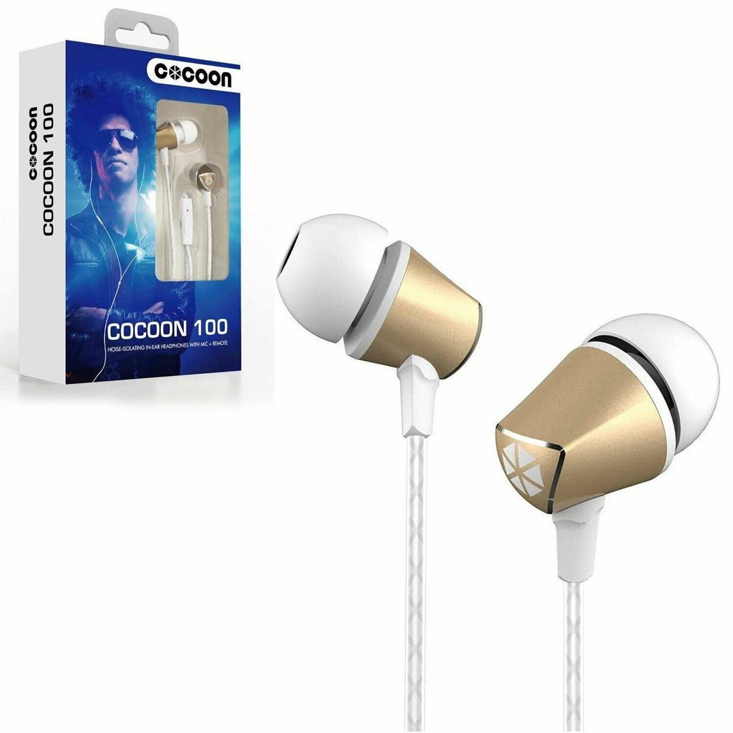 Cocoon 100 Series Noise-Isolating Tangle Free In-Ear Headphone - Gold