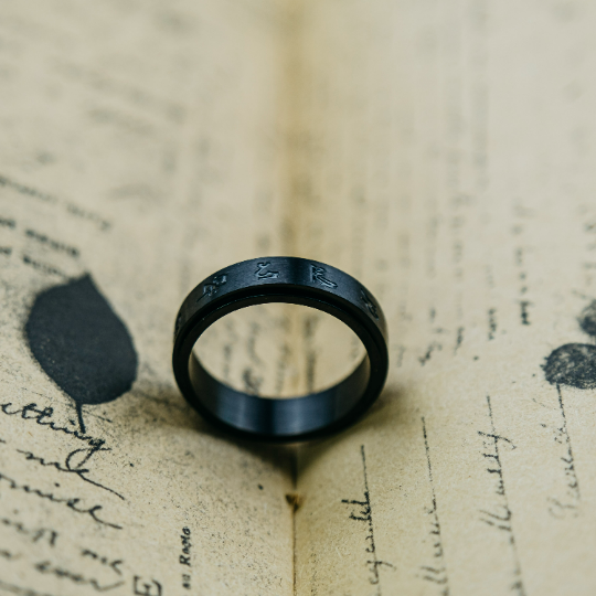 6mm Matt Black Buddhist Tibetan Spinner Prayer Rotating Monk Ring