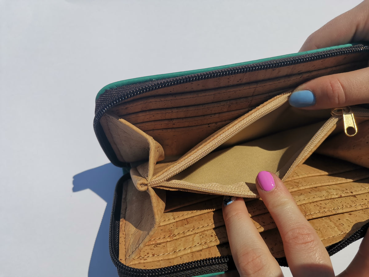 Sally turquoise cork wallet
