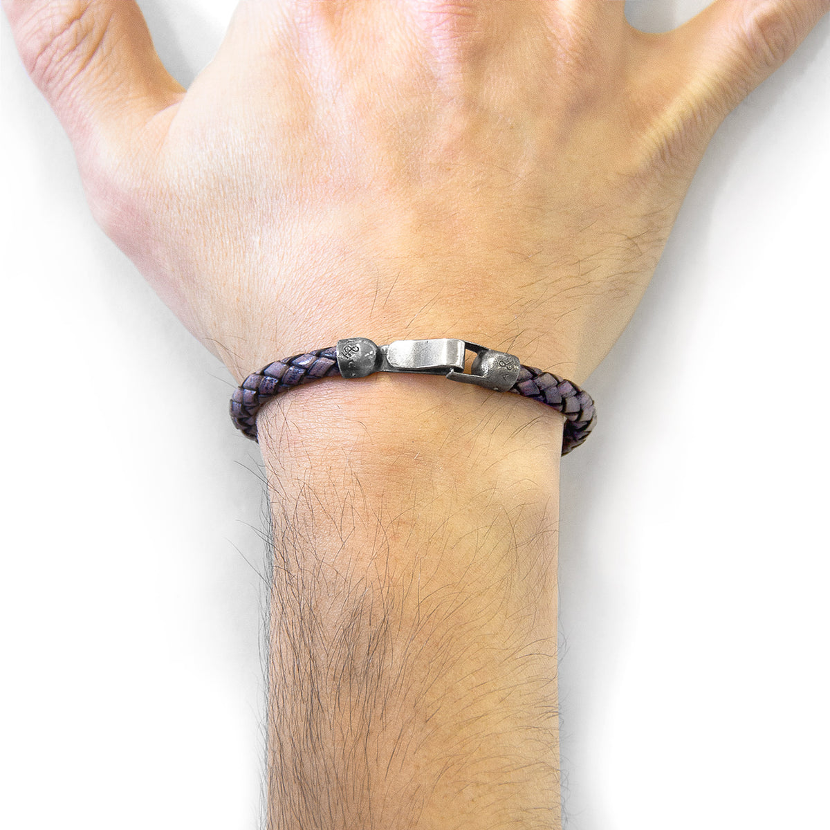 Indigo Blue Skye Silver and Braided Leather Bracelet