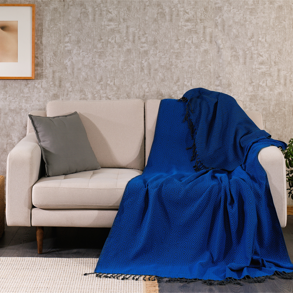 Rumeli Cotton Throw Blanket, Hand-Loomed