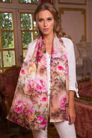 Twill Silk Scarf Light Pink Edition Floral Print