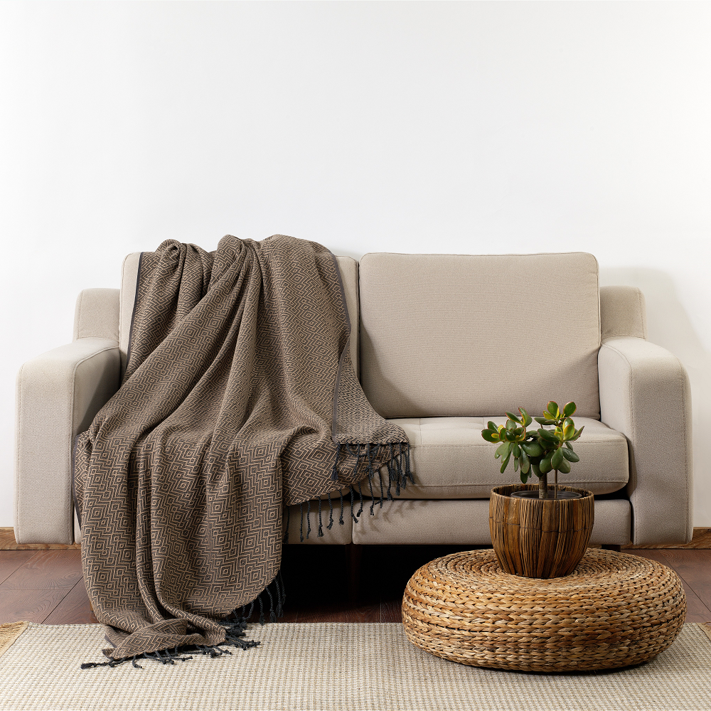 Rumeli Cotton Throw Blanket, Hand-Loomed