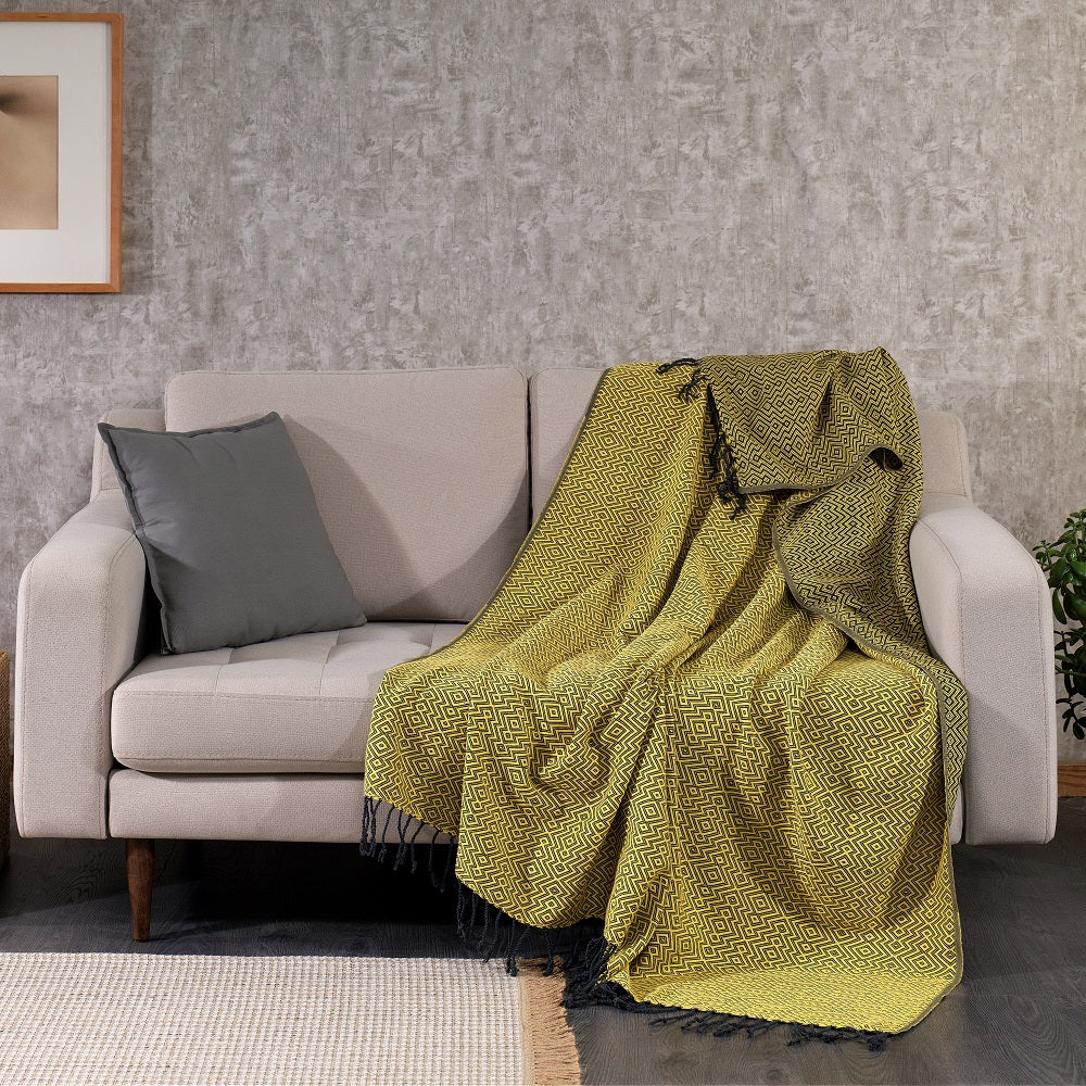 Rumeli Cotton Throw Blanket, Hand-Loomed