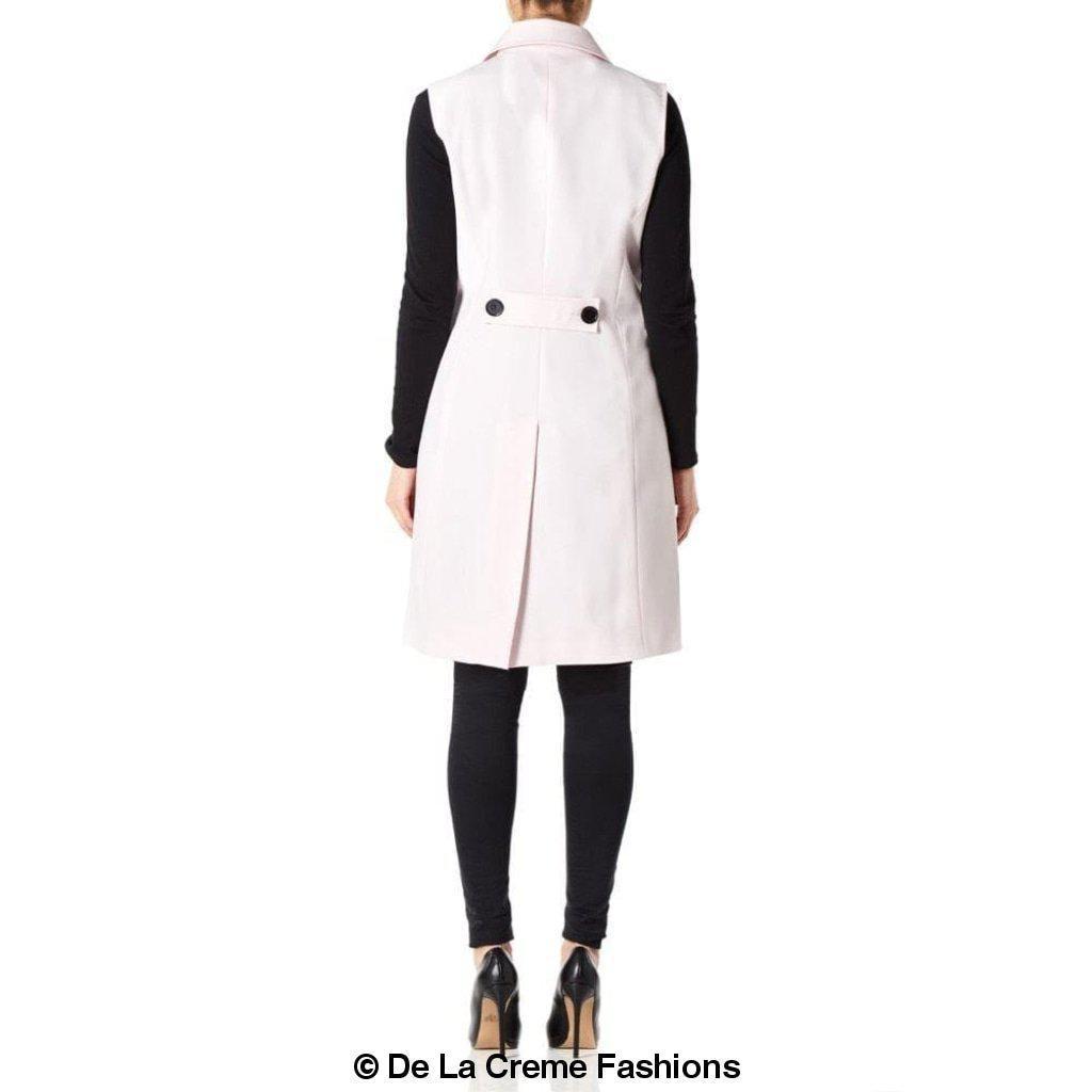 De La Creme - Womens Spring/Summer Sleeveless Hip Length Blazer Coat