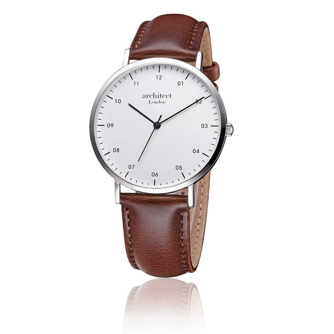Modern Font Engraving - Men's Architect Zephyr + Walnut Strap