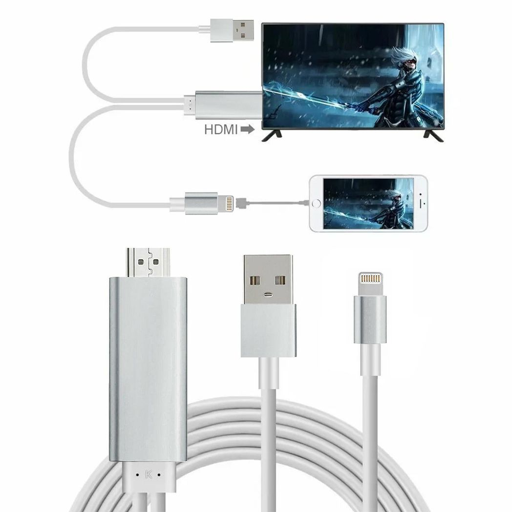 Aquarius Full HD Support HDMI Connector Cable for Phone/Pad Silver