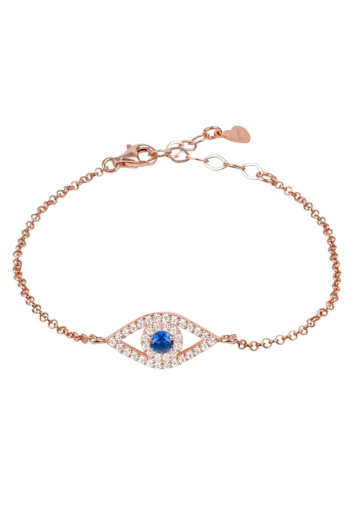 Evil Eye Elliptical Bracelet Blue Rosegold