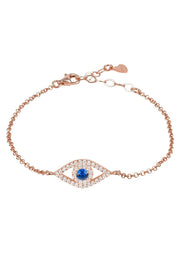 Evil Eye Elliptical Bracelet Blue Rosegold