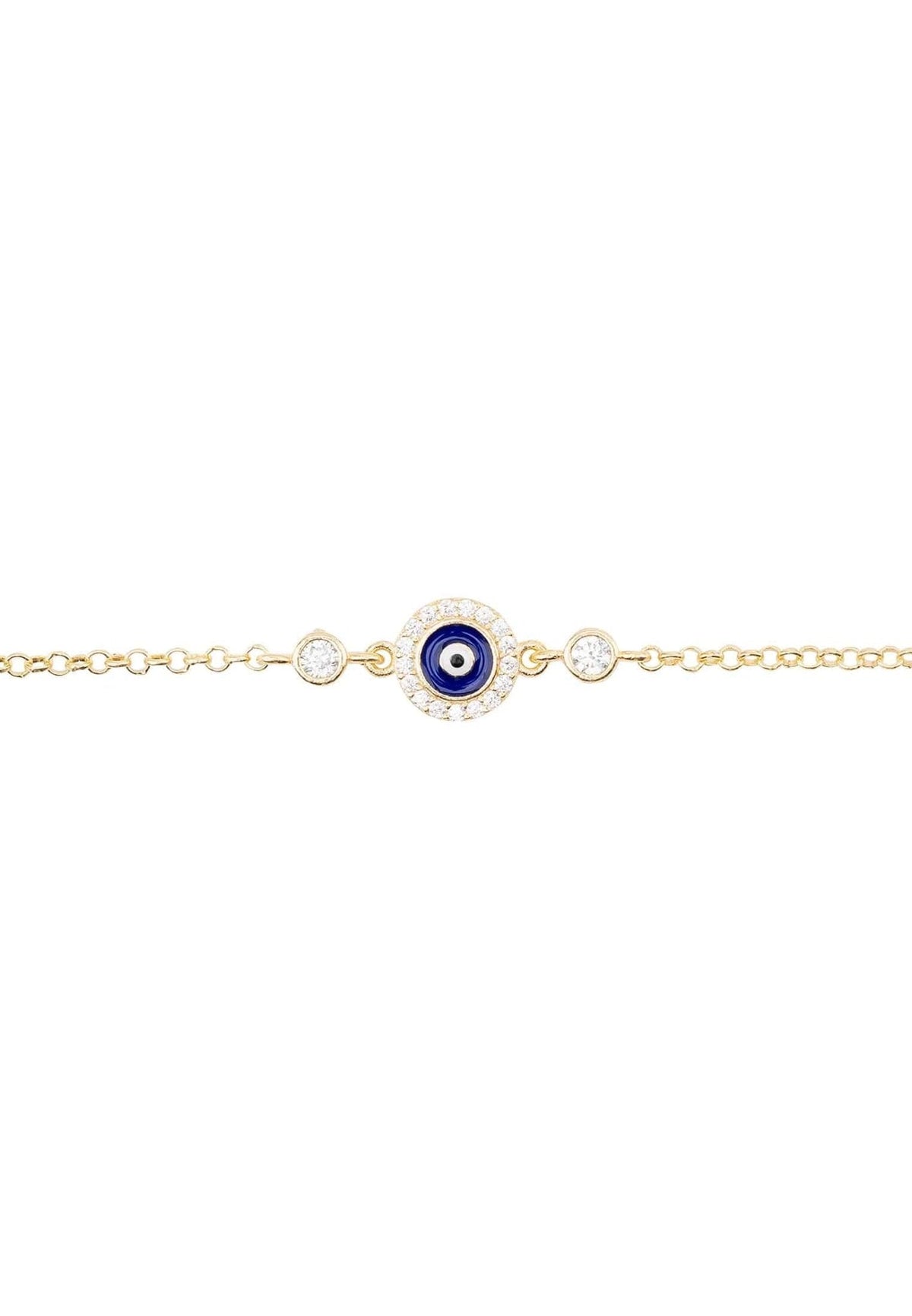 Evil Eye Enamel Dark Blue Bracelet Gold